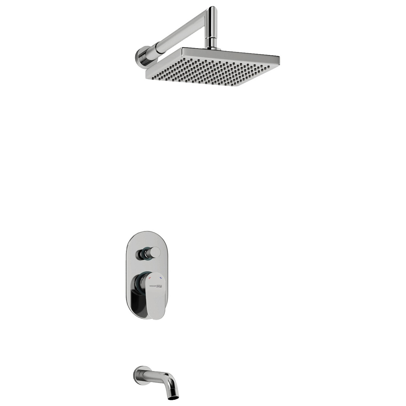 Душевой комплект встраиваемый с изливом и верхним душем хром Wasserkraft A13028 - изображение 3