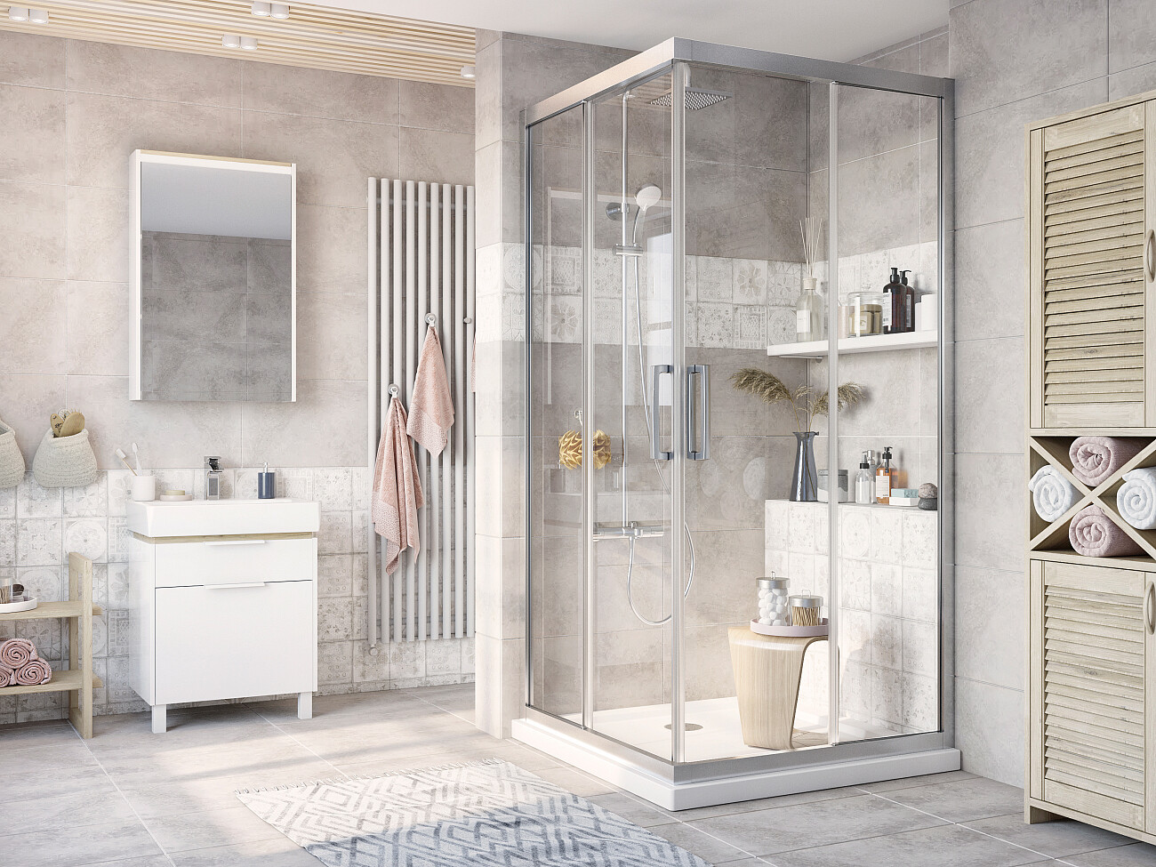 Душевой уголок квадратный 110x110 см хром Stworki "Дублин" 3GW097TTKK000 - изображение 5