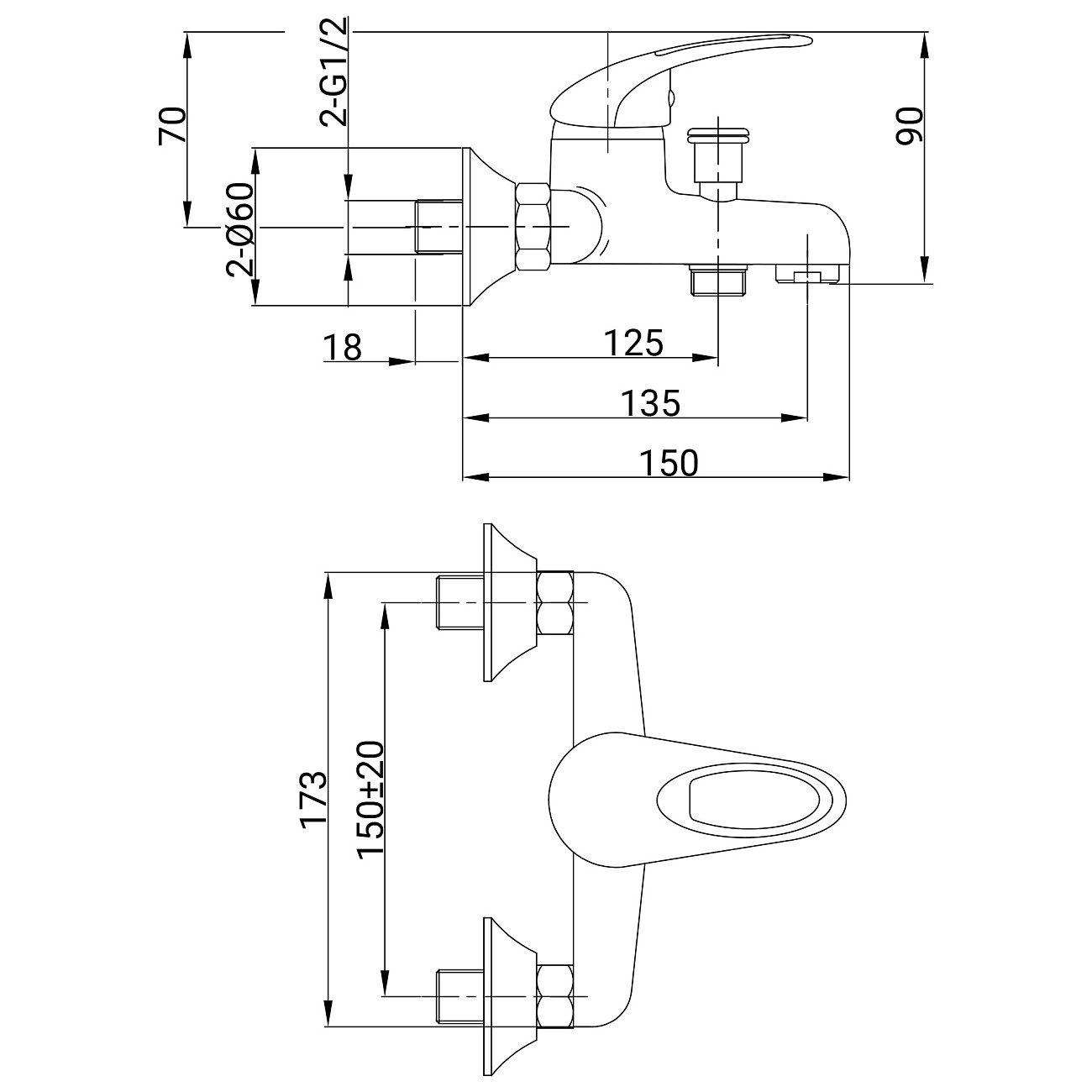 Смеситель для ванны однорычажный с душевым гарнитуром хром Juguni Phoenix JGN0220 0402.614 - изображение 9