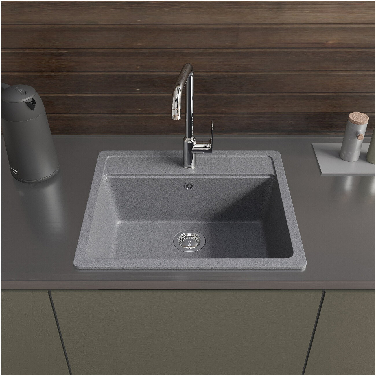 Мойка кухонная серая Domaci "Болонья" М-09-005 - изображение 7