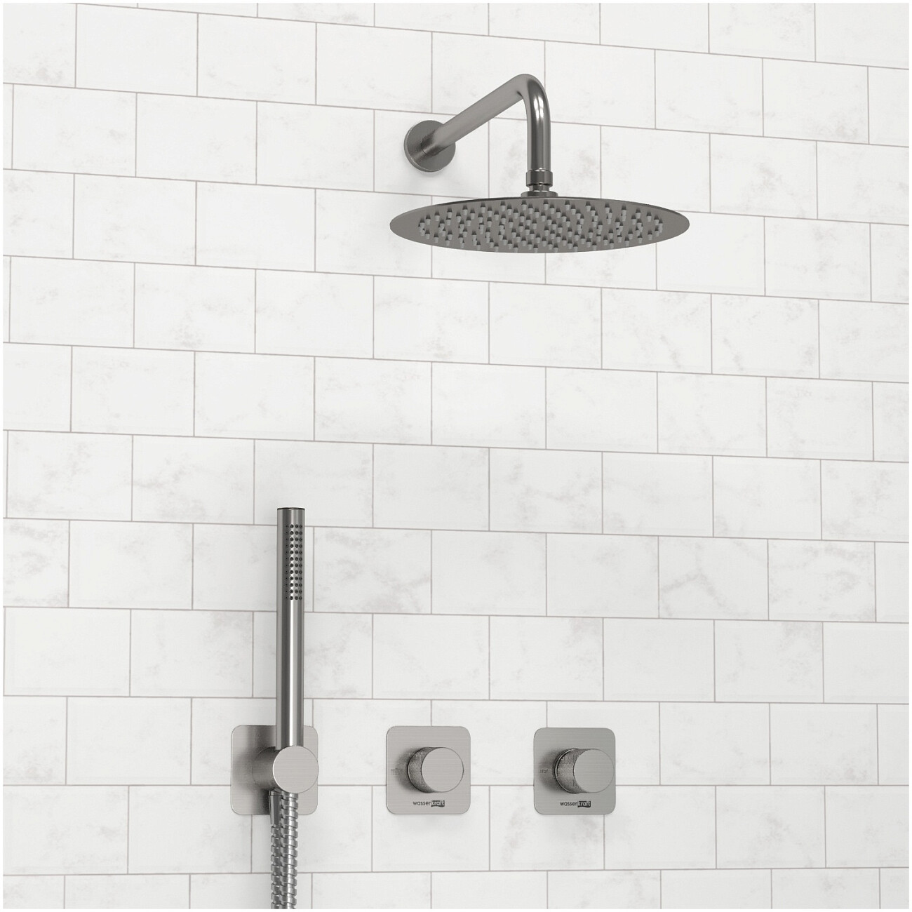 Душевой комплект с верхним душем и смесителем никель Wasserkraft A6451.296.097.121.275.100.276 - изображение 2