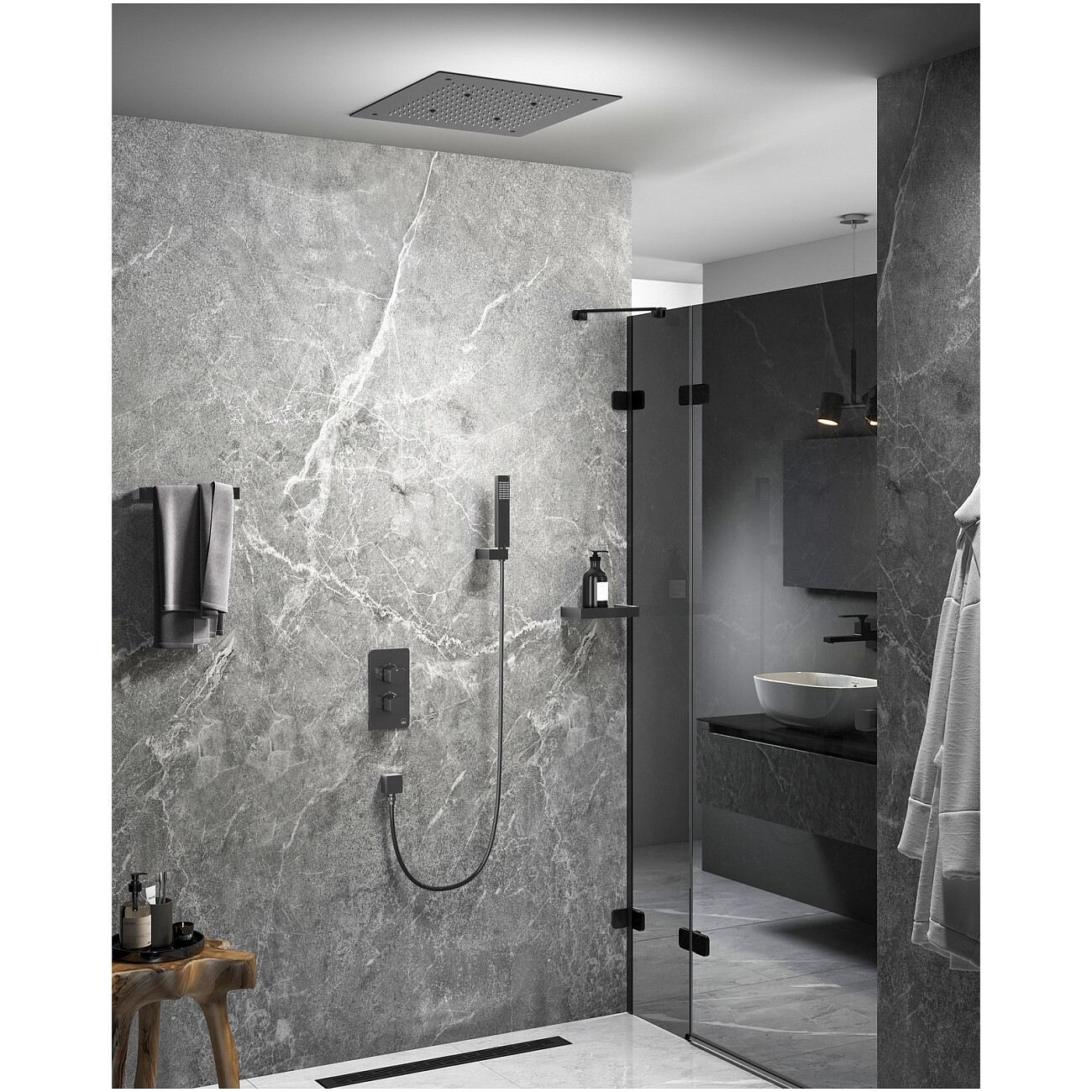 Душевой комплект встроенный с термостатом черное золото Timo Petruma SX-5029-18SM - изображение 2