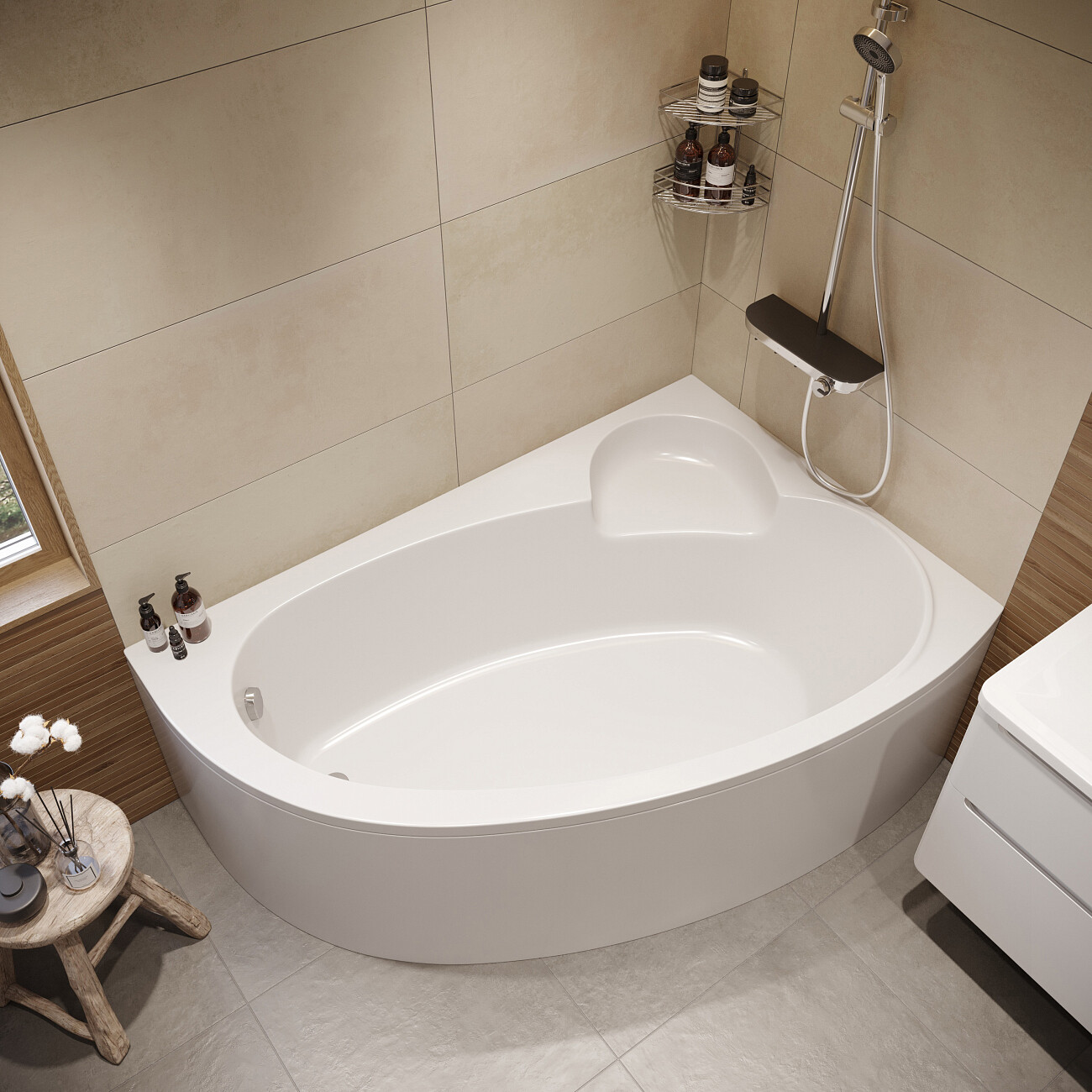 Ванна акриловая угловая правая 110х170 см белая Artemis Antiphos R 10320802501028 - изображение 3