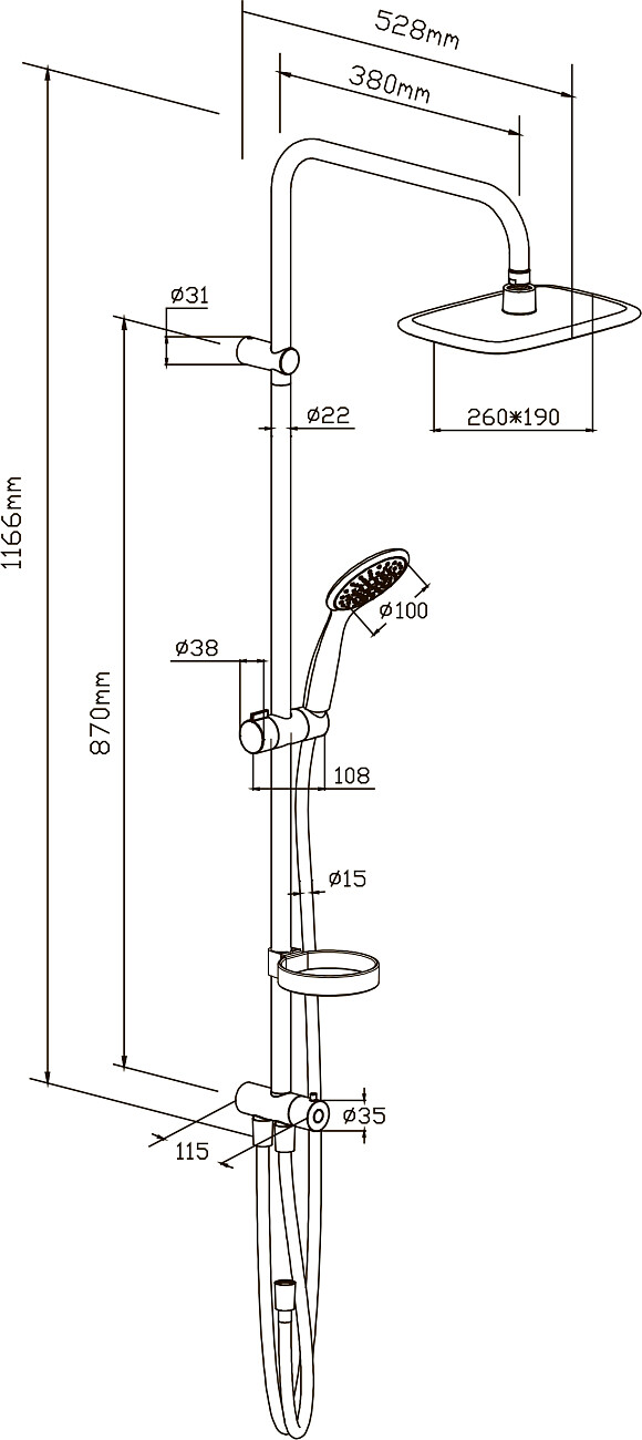 Душевая стойка с верхним душем и мыльницей хром Stworki "Дублин" HFDB97000 - изображение 2