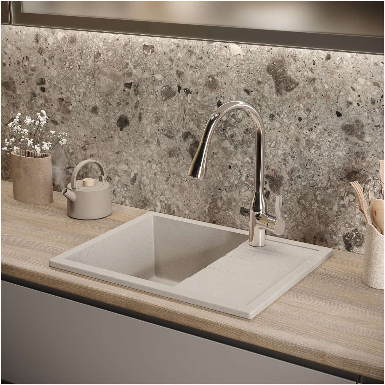 Мойка кухонная бежевая Domaci "Болонья" М-151-003 - изображение 8