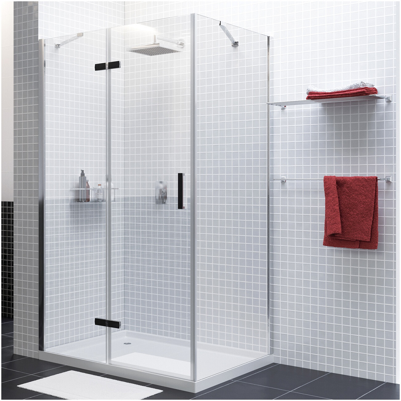 Душевой уголок прямоугольный 120х80 см хром Wasserkraft Aller 10H06LBLACK - изображение 2