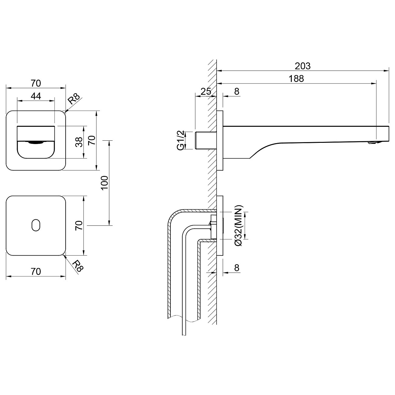Смеситель для раковины встроенный сенсорный черный Timo Torne 4373-03SM - изображение 2