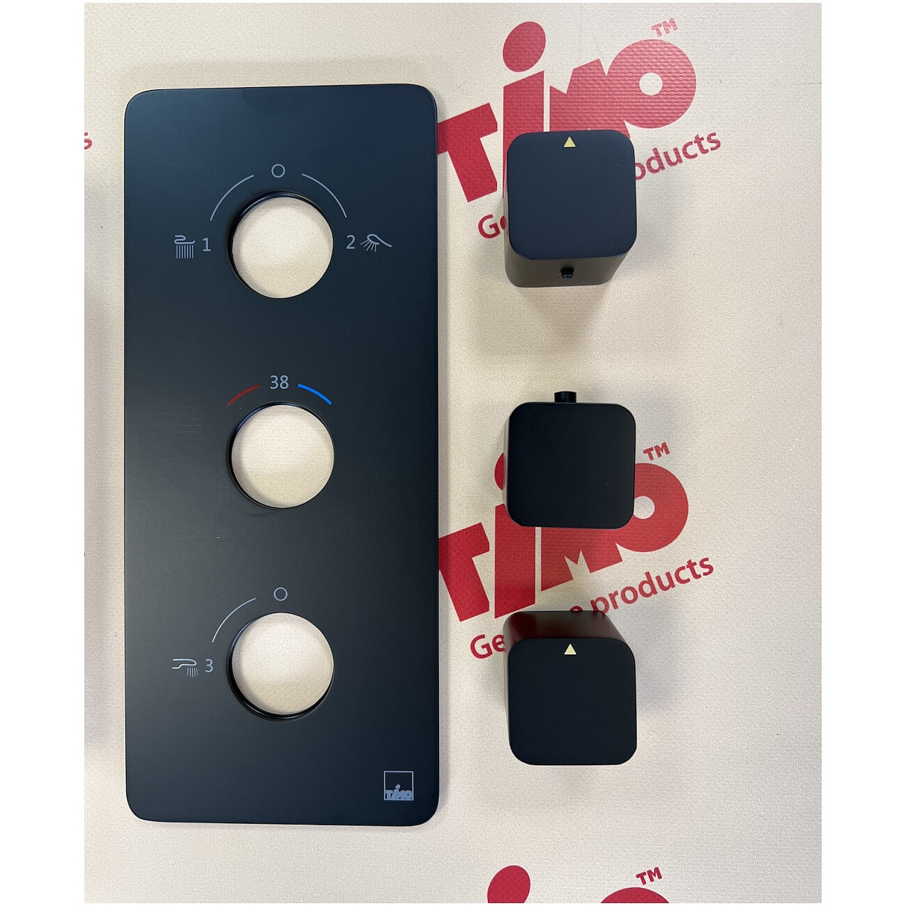 Душевой комплект встроенный с термостатом и тропическим душем черный Timo Petruma SX-5049-03SM - изображение 2