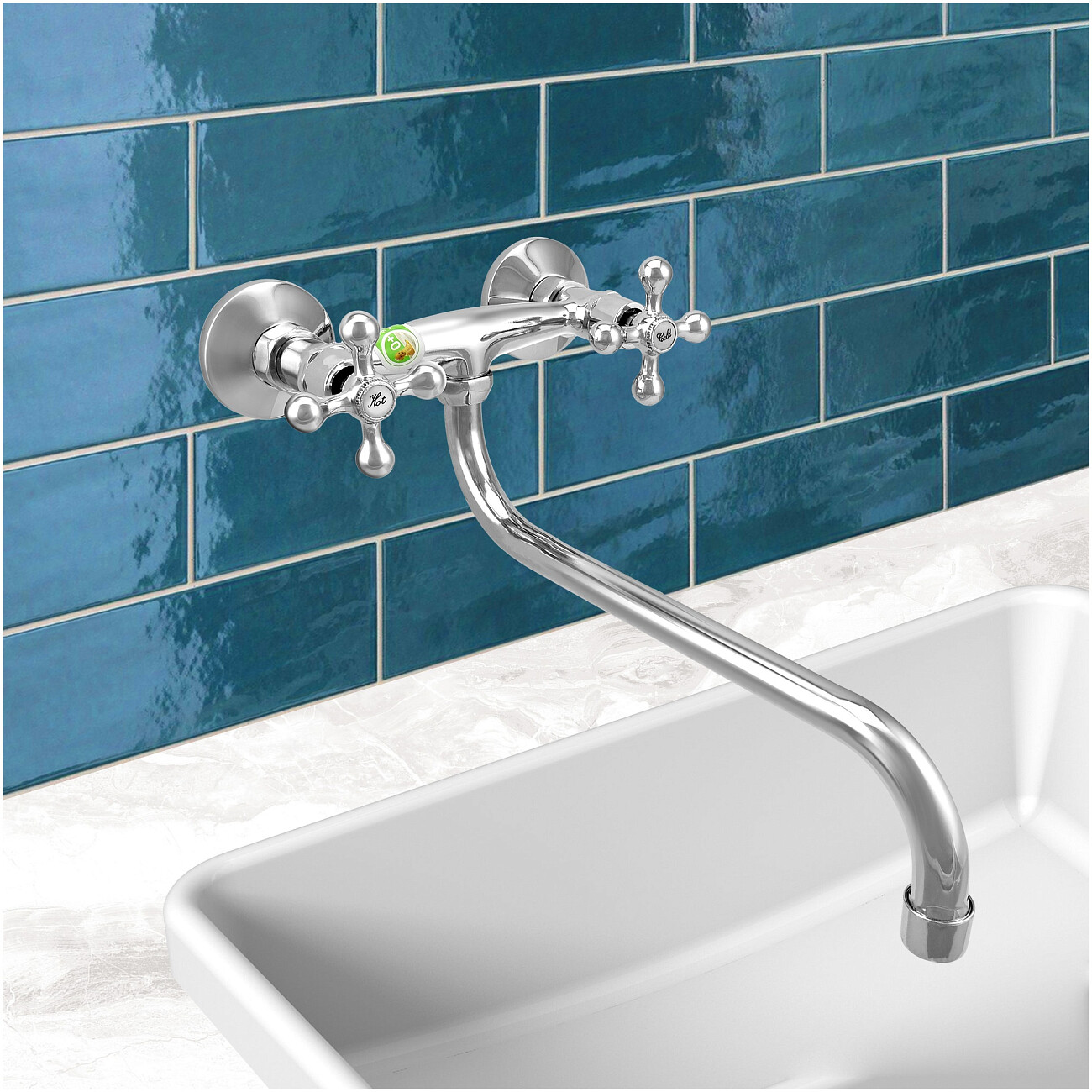 Смеситель для раковины настенный двухвентильный хром Juguni Aquarius JGN0840 0402.659 - изображение 4