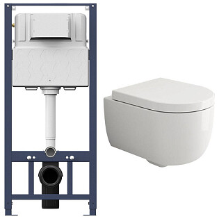 Унитаз подвесной белый Bocchi Parma 1417-001-0129 с инсталляцией Am.Pm Pro I012704