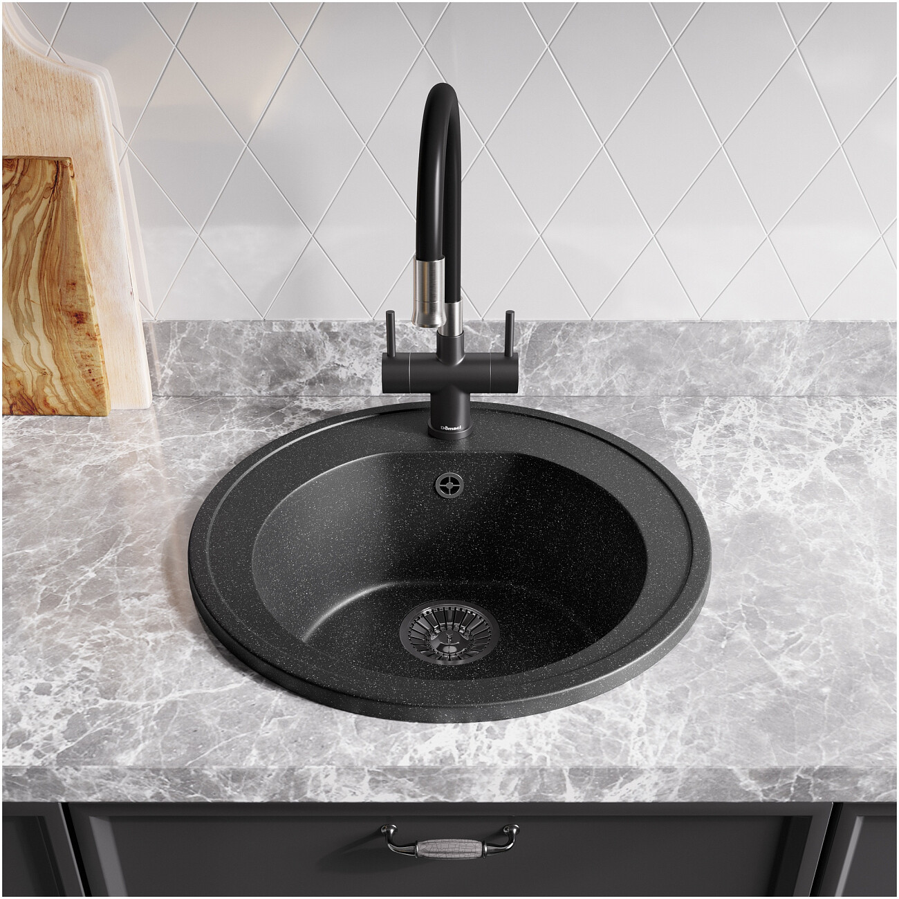 Мойка кухонная антрацит Domaci "Болонья" М-03-007 - изображение 7
