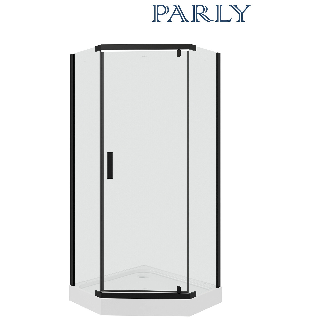 Душевой уголок с поддоном 90х90 см белый, черный, прозрачный Parly ZPE911BE - изображение 4