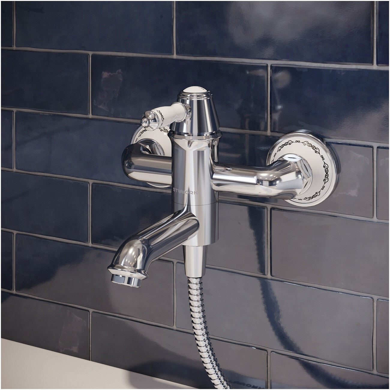 Смеситель для ванны с душем настенный хром Stworki "Свендборг" S02100CR - изображение 5