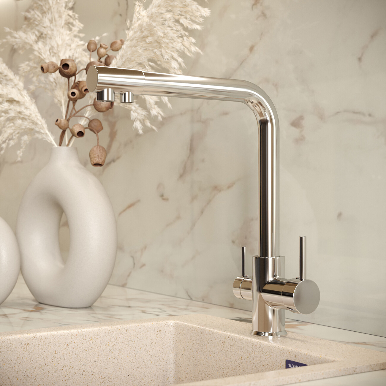 Смеситель для кухни с изливом для фильтрованной воды хром Mega Life MG-TK05 - изображение 6