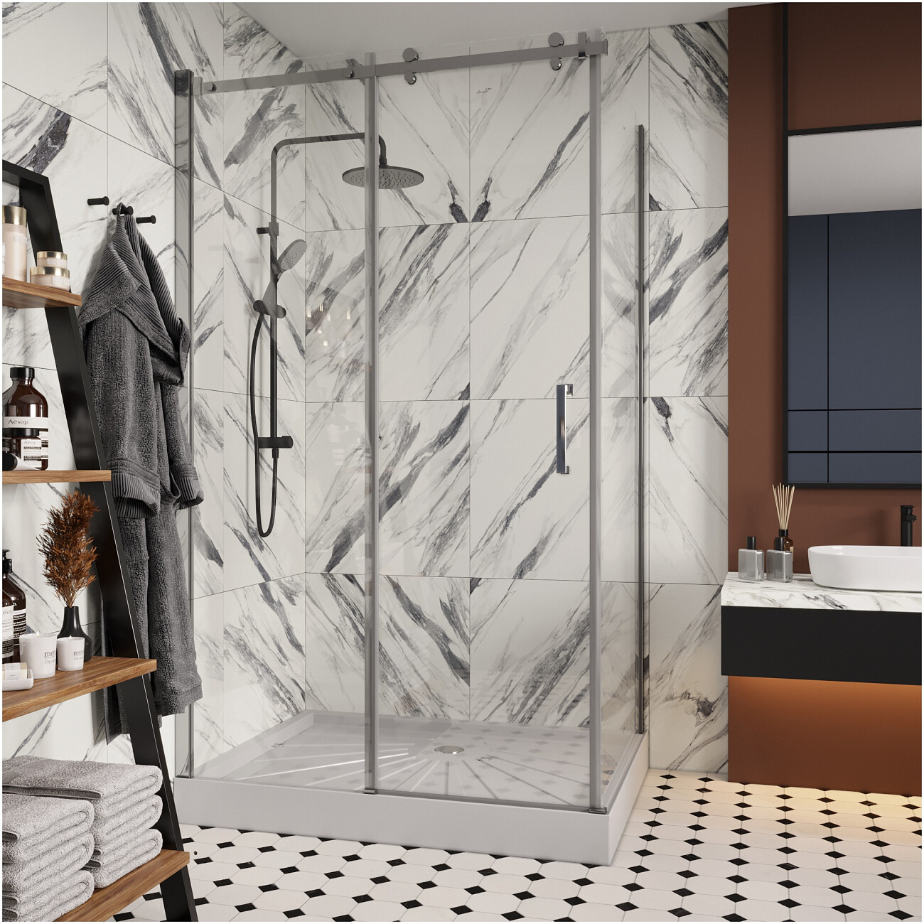 Душевой уголок прямоугольный 90x120 см хром Cerutti SPA Ceza's 120 - изображение 10