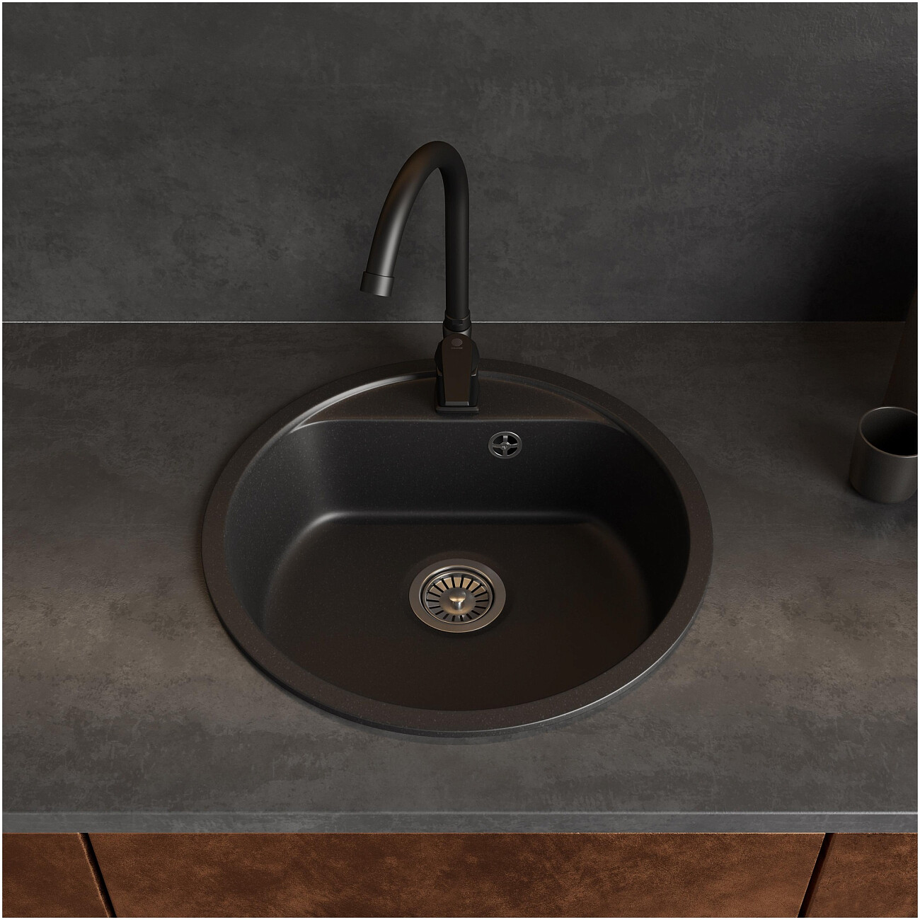 Мойка кухонная кварцевая уголь Domaci "Савона" QB 480 - изображение 3