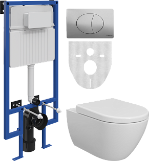 Унитаз подвесной Bocchi Venezia 1295-001-0129 с инсталляцией Stworki 510162 и кнопкой смыва 230822