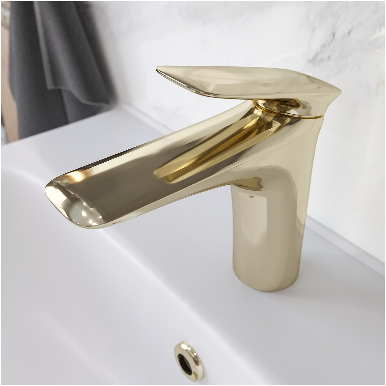 Смеситель для раковины однорычажный золотой Stworki "Молде" S23010GG - изображение 5