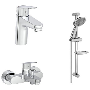 Душевой комплект с лейкой, смесителем для раковины и ванны хром Vitra Flow Round A42302EXP