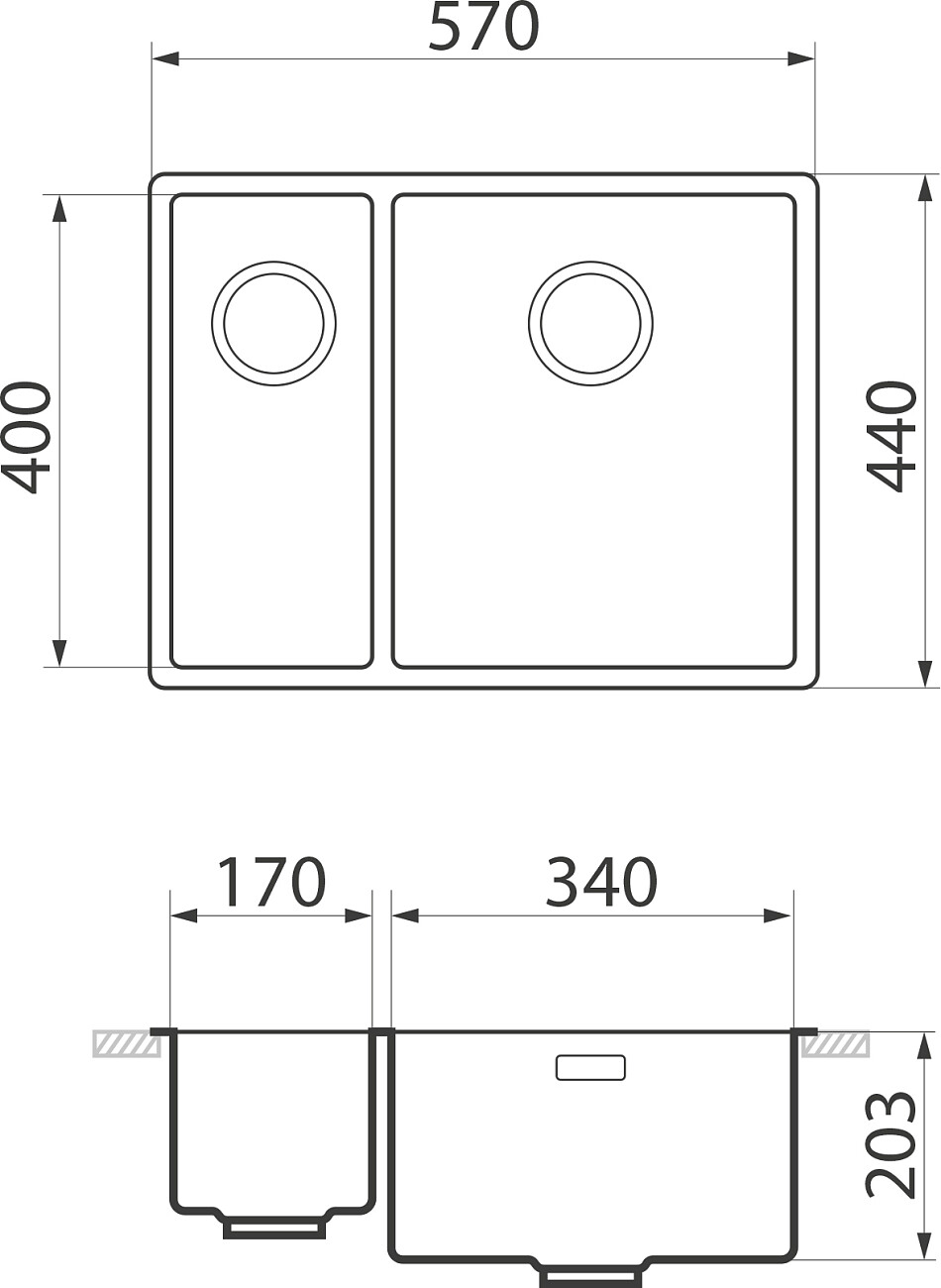Мойка кухонная сталь Domaci "Равенна" DGS 340.12K R R - изображение 3