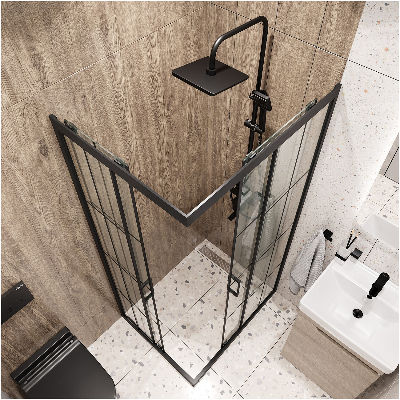 Душевой уголок прямоугольный 70х90 см черный Diwo "Киров" - изображение 5