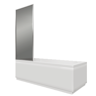 Шторка на ванну стеклянная 70х140 см серая, хром глянцевый Stworki &quot;Карлстад&quot; MV-KA-70-CR-T