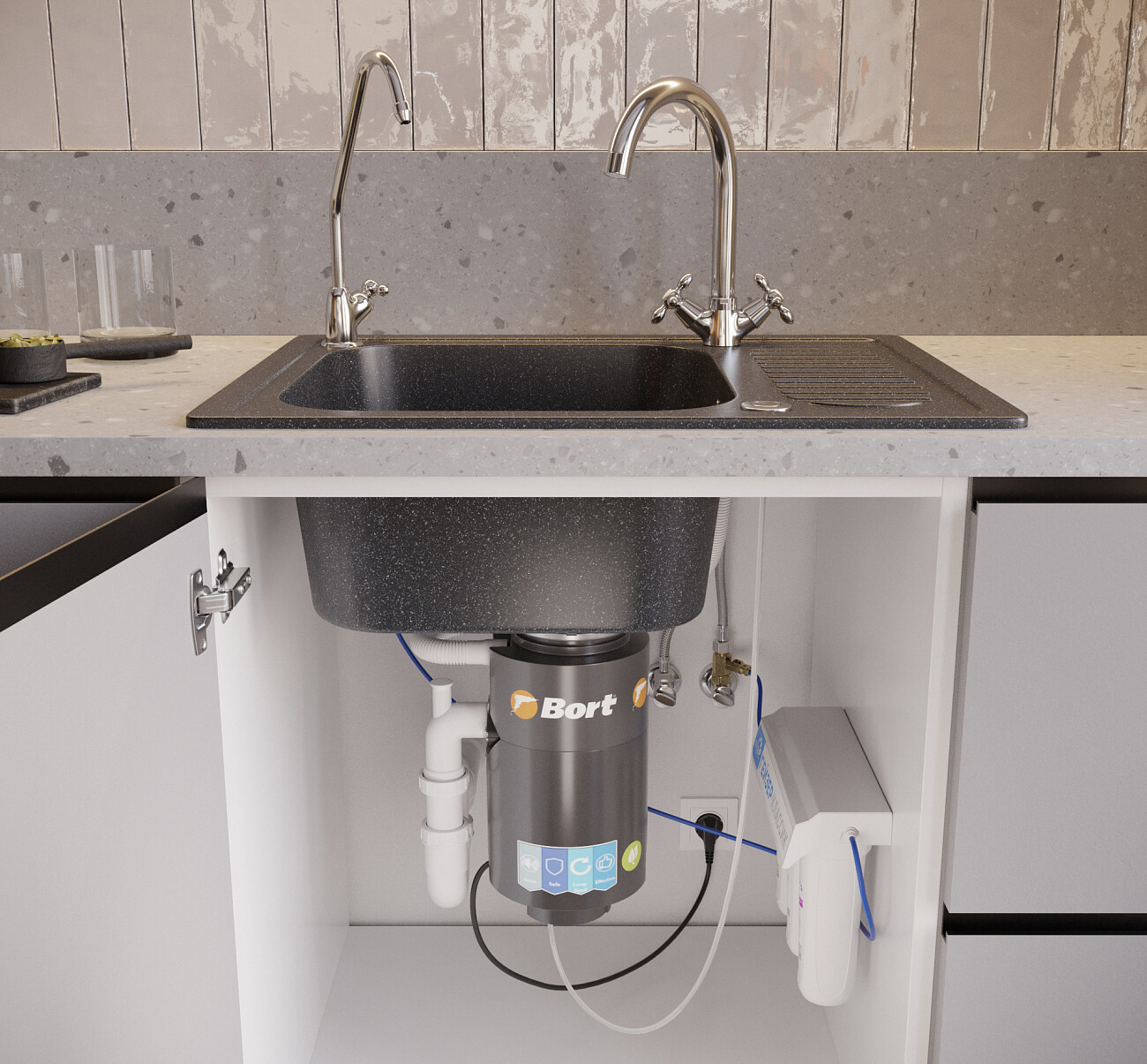 Мойка кухонная черная Domaci "Бьелла" DMC-13-308 - изображение 7