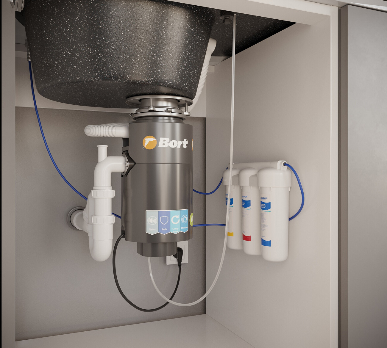 Мойка кухонная овальная мраморная черная Domaci "Бьелла" DMC-18 - изображение 10