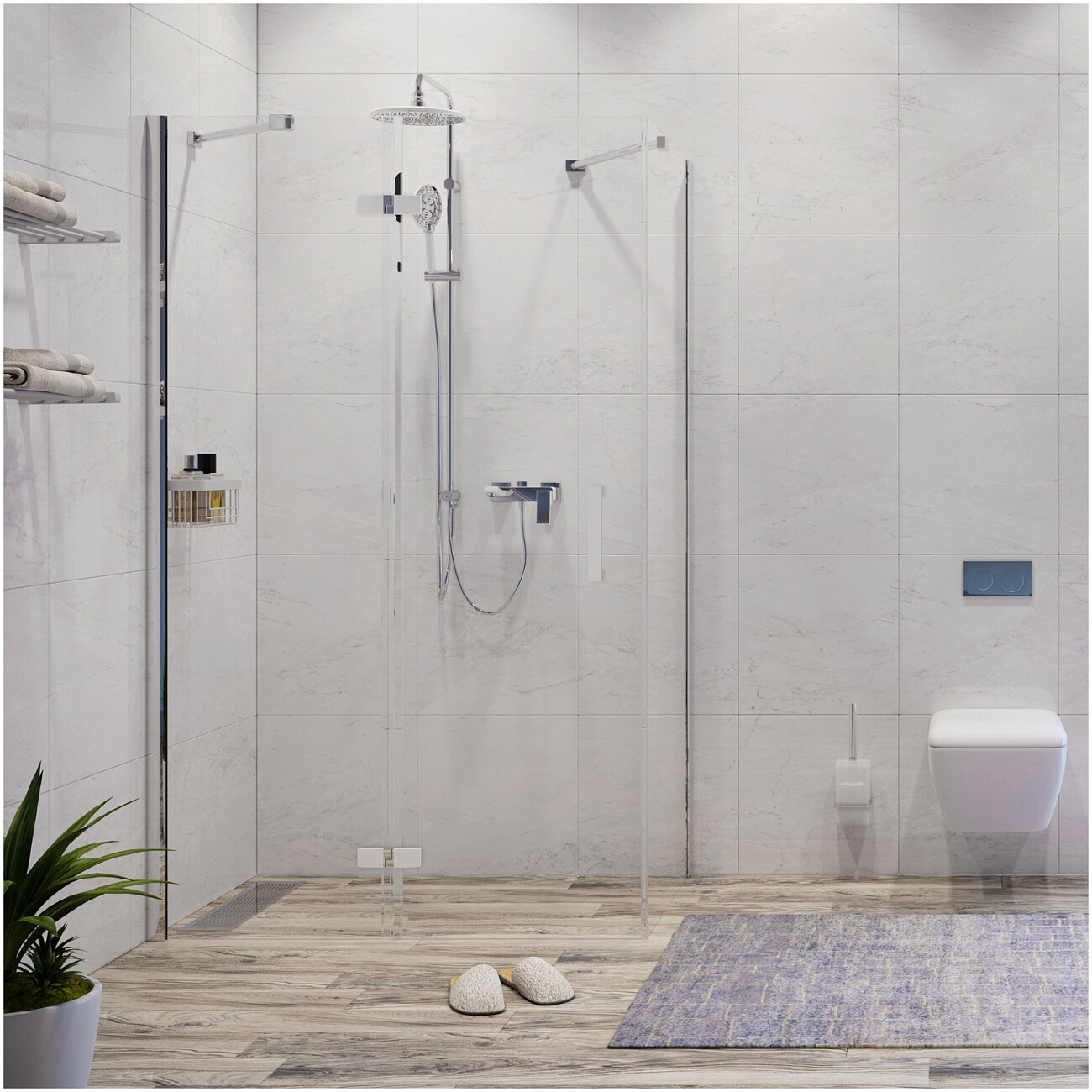 Душевой уголок прямоугольный 120х100 см хром Wasserkraft Aller 10H10LWHITE - изображение 3