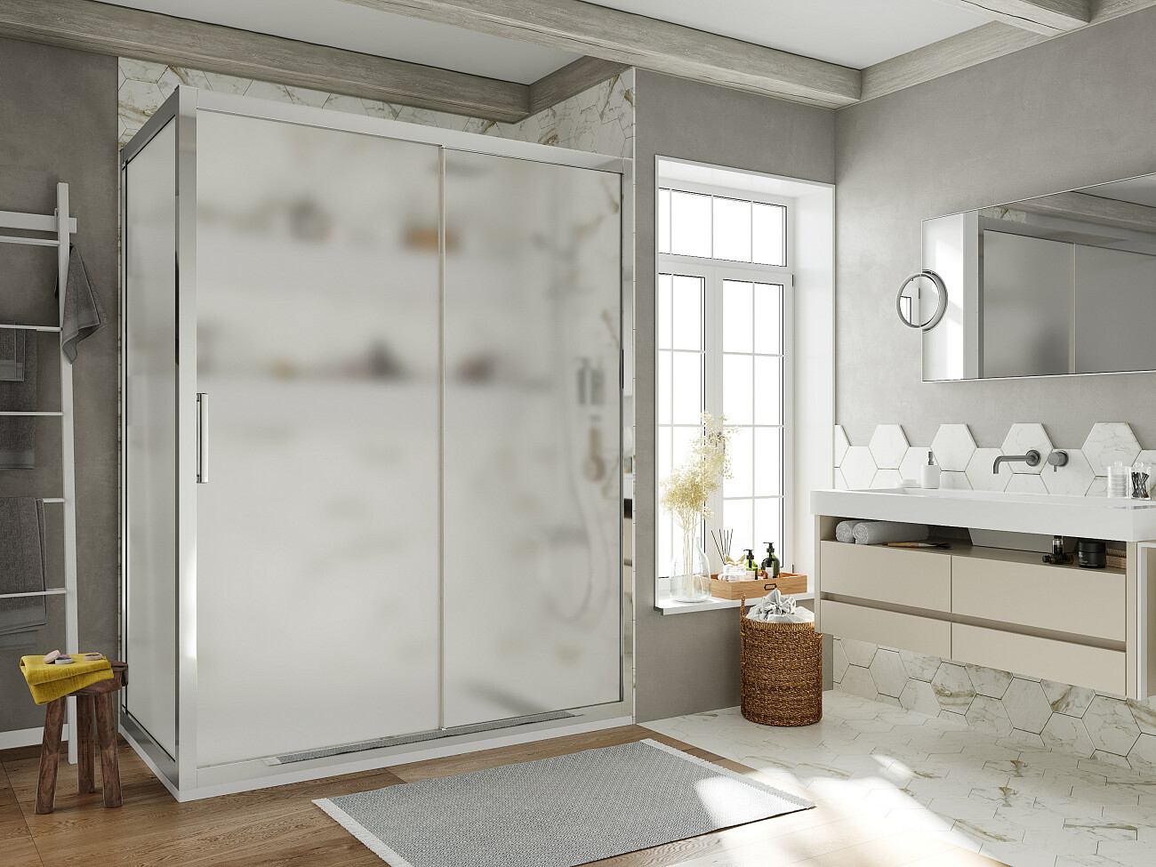 Душевой уголок 120х80 см хром глянец, стекло матовое Stworki "Эстерсунд" - изображение 2