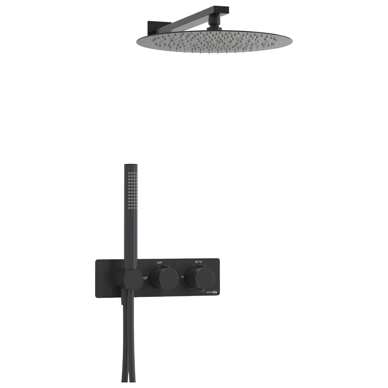 Душевой комплект встраиваемый с верхним душем и лейкой черный Wasserkraft A16160 Thermo - изображение 3
