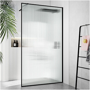 Душевая перегородка стеклянная 190х120 см гофрированная, черная Cerutti SPA STRIP T120