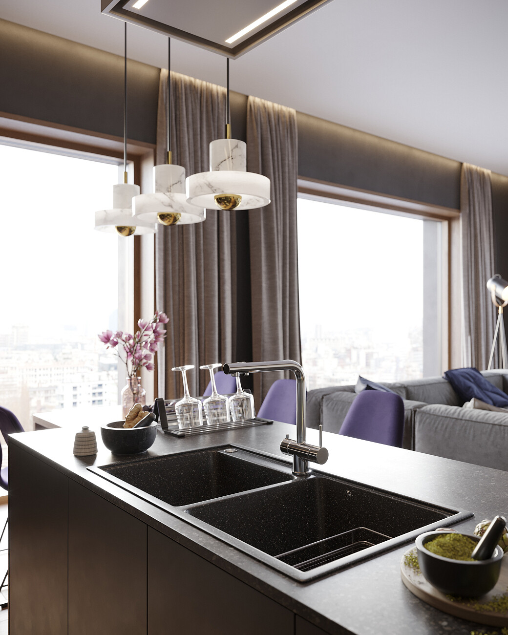 Мойка кухонная с дополнительной чашей черная Domaci "Бьелла" DMC-85K черная - изображение 4