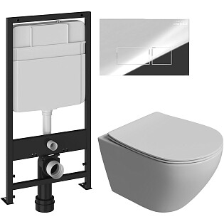 Унитаз Stworki &quot;Кронборг&quot; S28401WH с инсталляцией Ewrika ProLT 0026-2020, с кнопкой хром 0041