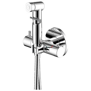 Смеситель встраиваемый с термостатом и гигиеническим душем хром Rossinka X25-58