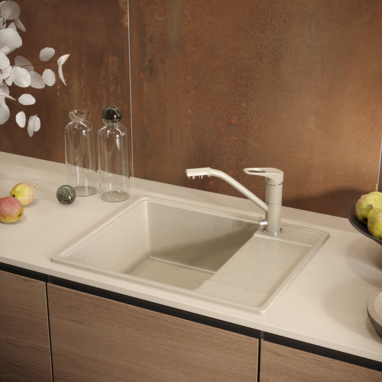 Смеситель для кухни однорычажный с изливом для фильтрованной воды десерт Domaci "Солерно" UQ-010-03 - изображение 5