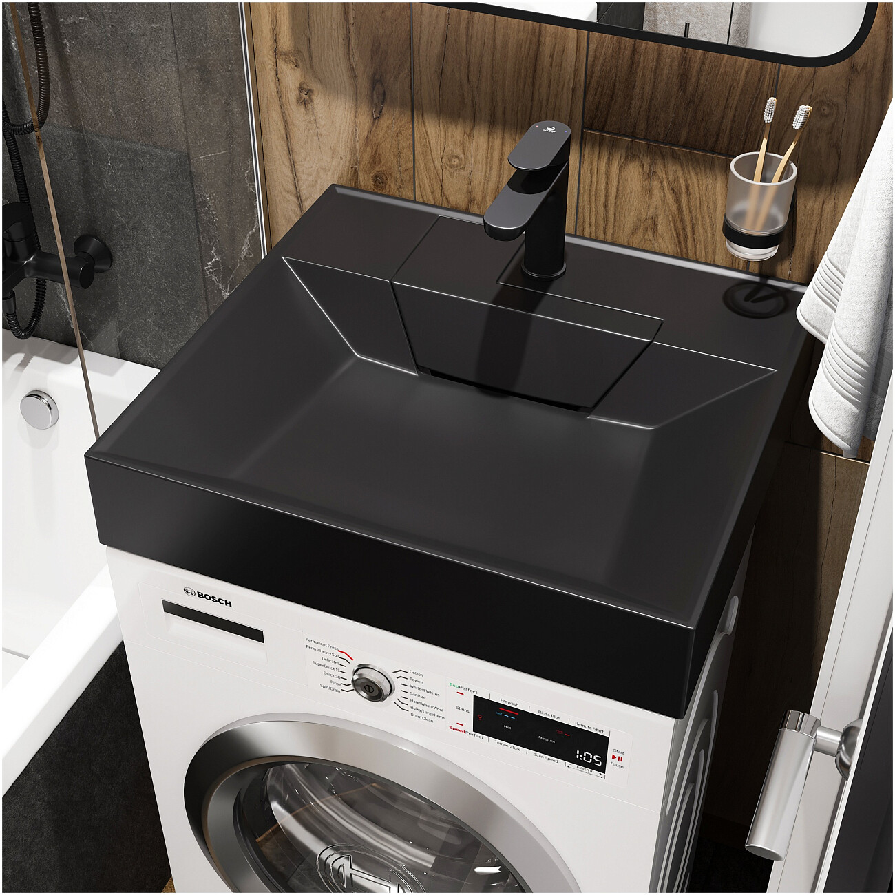 Раковина на стиральную машину 60x55 см черная Stworki "Дублин" - изображение 6