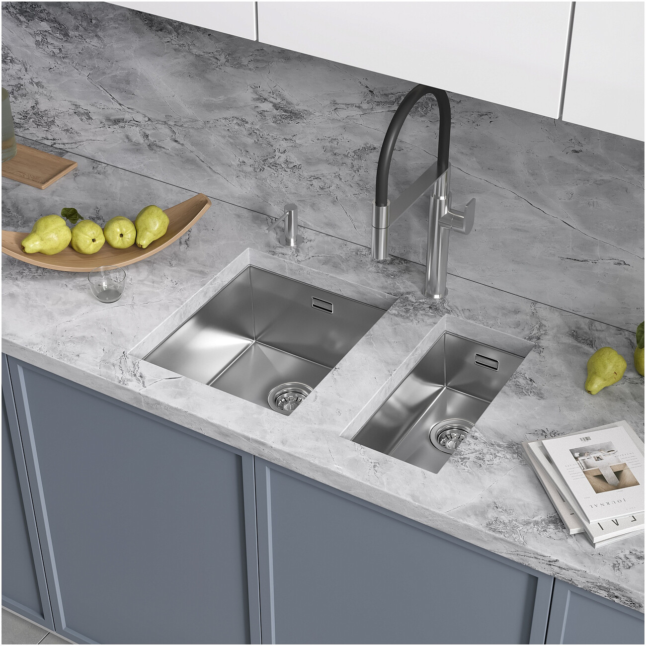 Дополнительная чаша для мойки из нержавеющей стали 44х22 см сталь Reflexion Como RX2022SS - изображение 6