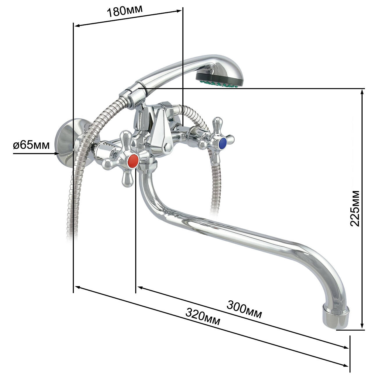 Смеситель для ванны двухвентильный с душевым гарнитуром хром Istok life Standard 0402.714 - изображение 18