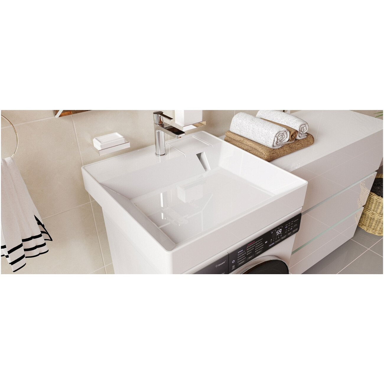 Раковина для установки над стиральной машиной 60х60 см белая Reflection Alpha RF6050TE - изображение 5