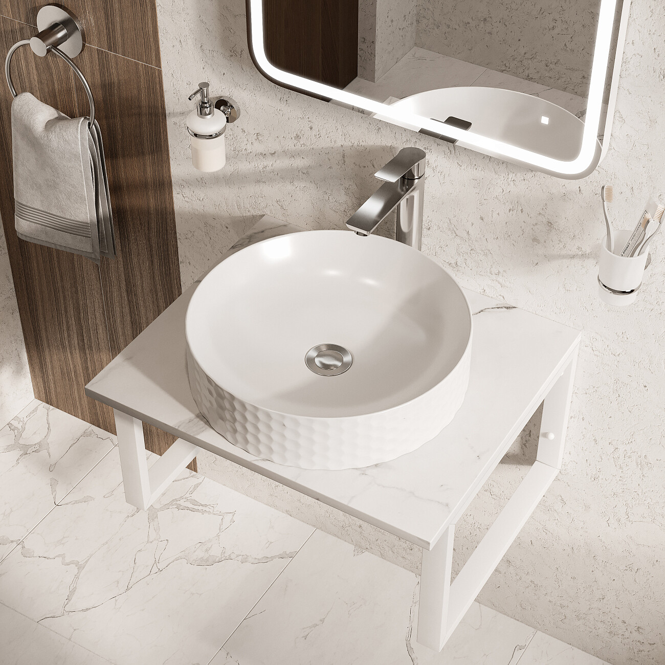 Раковина накладная керамическая круглая 40 см белая Stworki 3044-KL - изображение 5