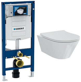 Унитаз подвесной белый Creto Logan L3 1003-001-L3W с инсталляцией Geberit Duofix UP320 111.300.00.5
