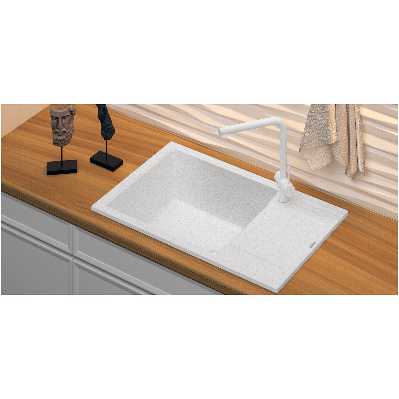 Мойка кухонная кварцевая прямоугольная черная Point "Велета 78" PN3002B - изображение 3