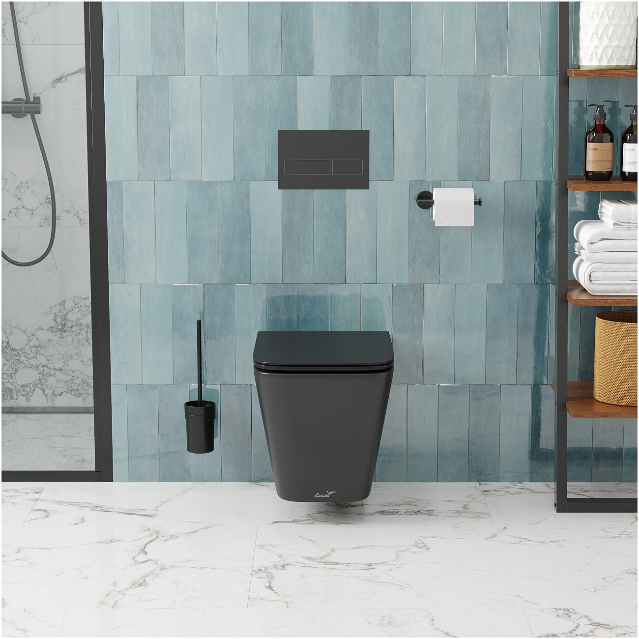 Унитаз подвесной безободковый черный матовый Cerutti SPA Maiella Aria MB CT9163 - изображение 2