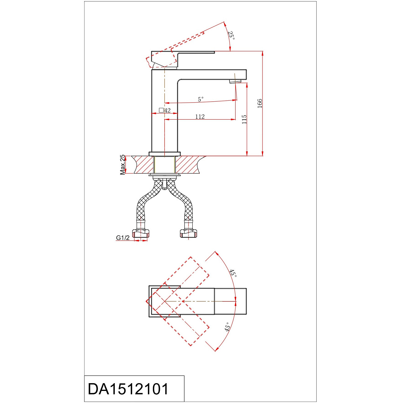 Смеситель для раковины однорычажный серый графит D&K Bayern Liszt DA1512106 - изображение 2