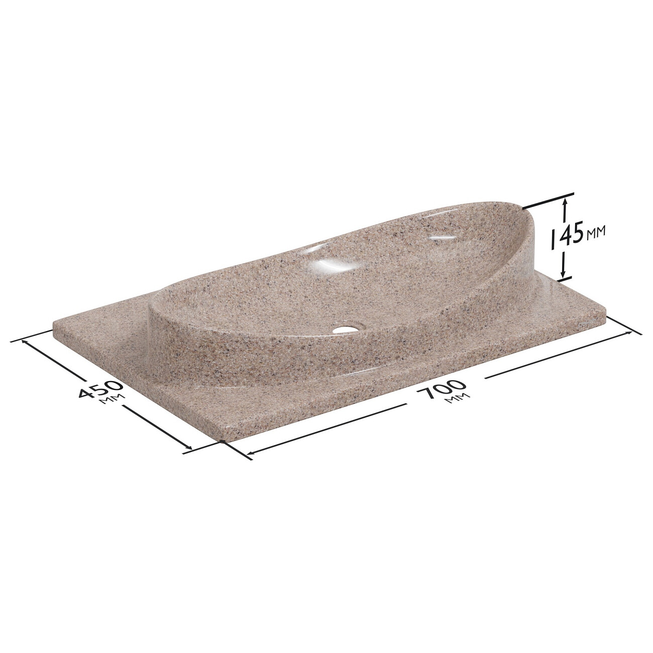 Раковина мебельная 45х70 см речной песок "Вега" 900142 - изображение 4
