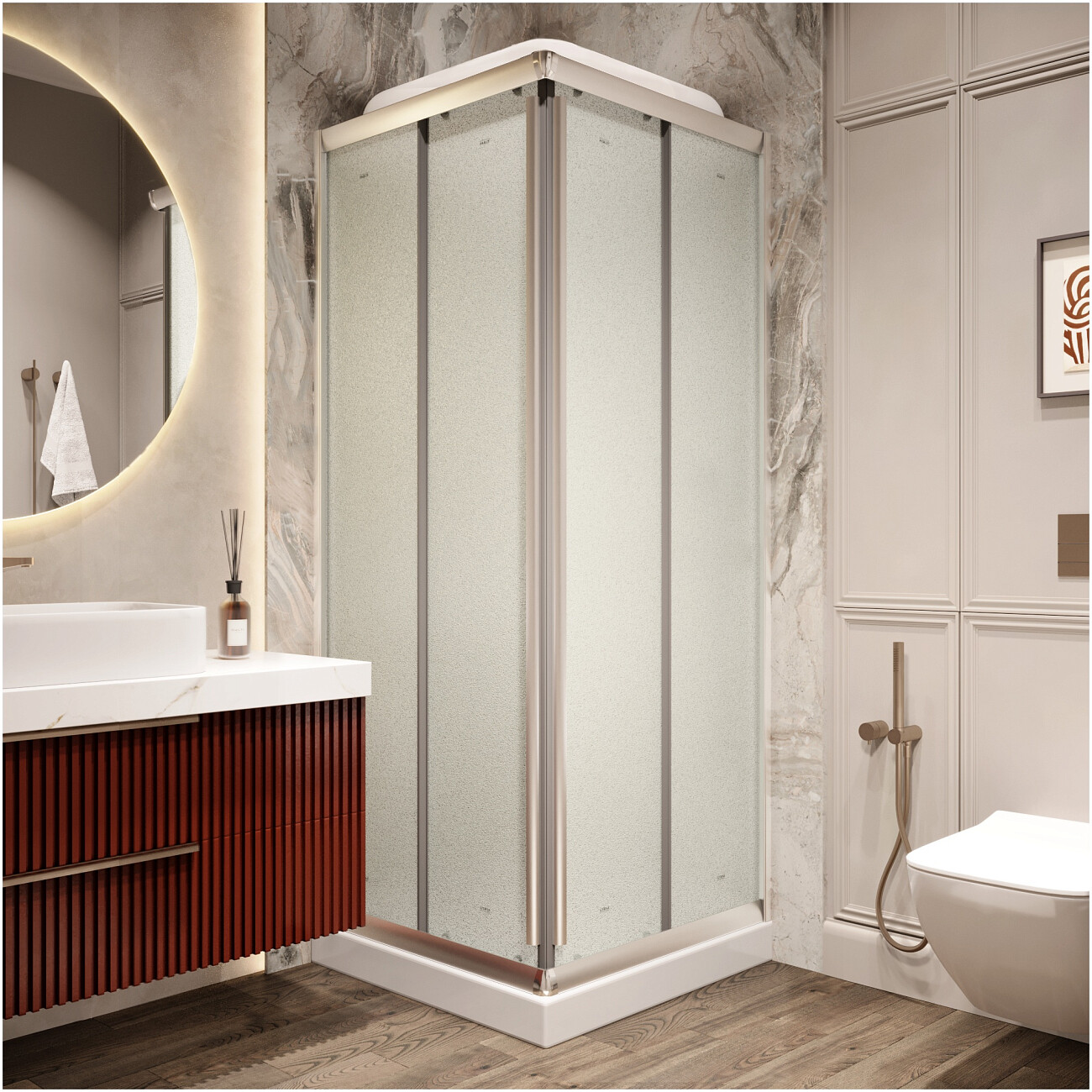 Душевая кабина квадратная с низким поддоном 80х80 см хром Parly FQ811 - изображение 6