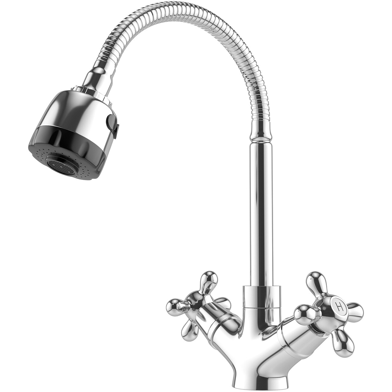 Смеситель для кухни с гибким изливом хром Domaci "Равенна" D03-004cr - изображение 5