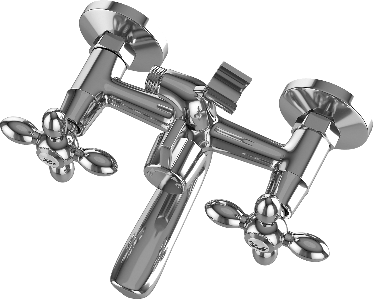 Смеситель для ванны и душа двухвентильный с душевым гарнитуром хром Diwo "Сочи" SO-04cr - изображение 7