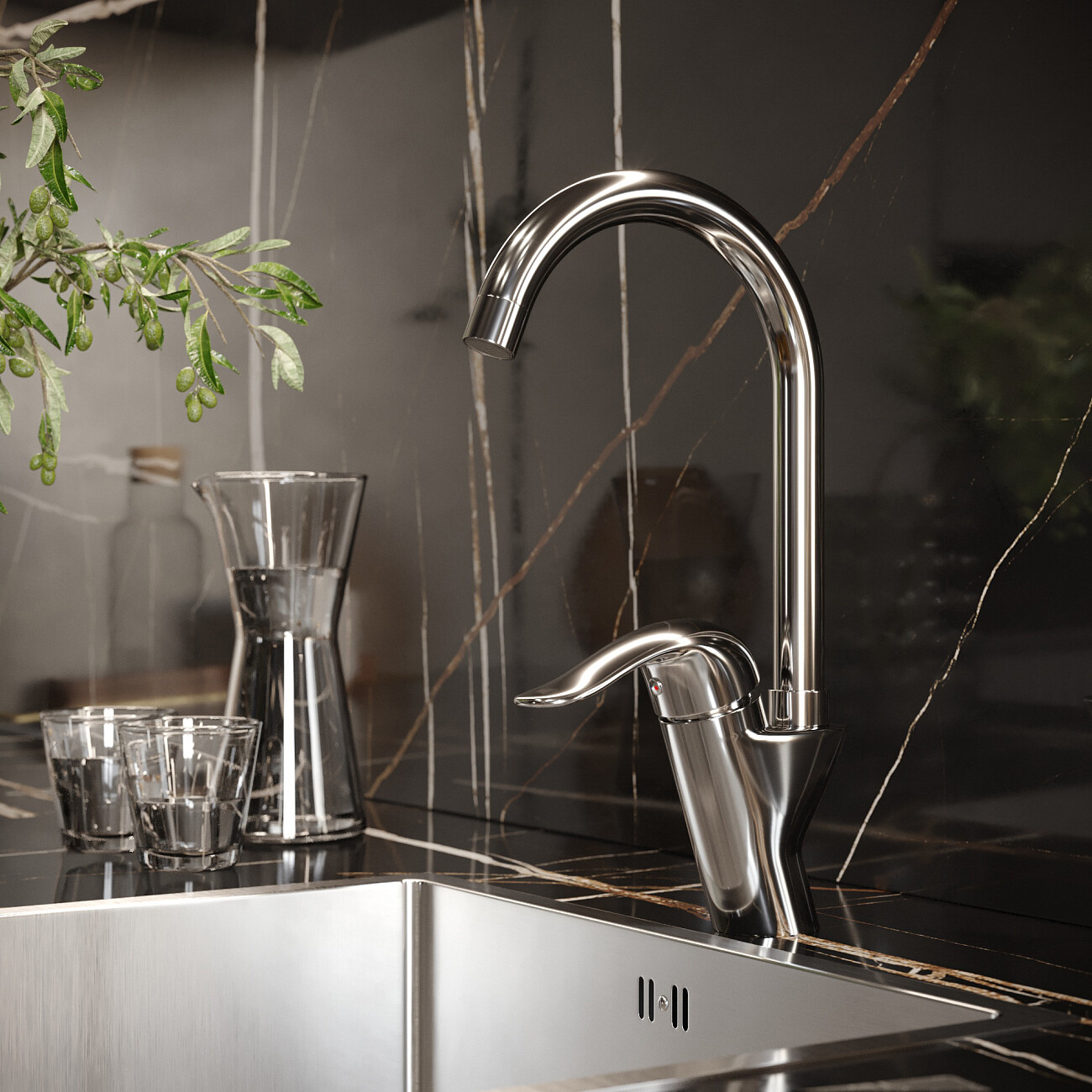 Смеситель для кухни однорычажный хром Domaci "Равенна" DC 3002 - изображение 3